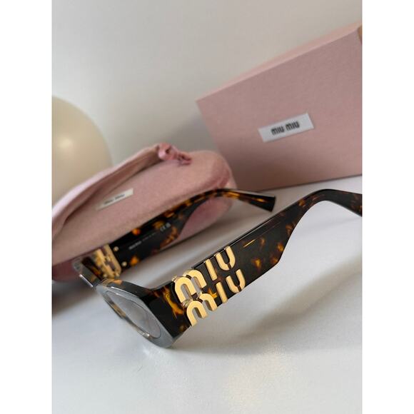 NEW Miu Miu MU11WS Tortoise Brown Oval Thick Rim Sunglasses main image 5